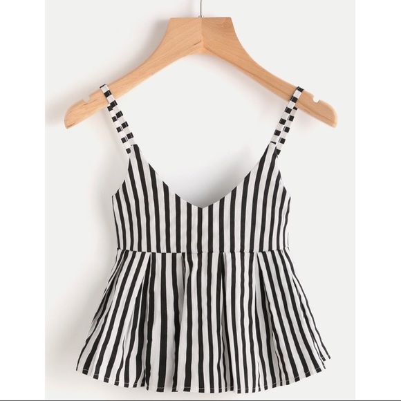 Tops - Private Boutique Label Black White Striped Cami Top Small Medium
